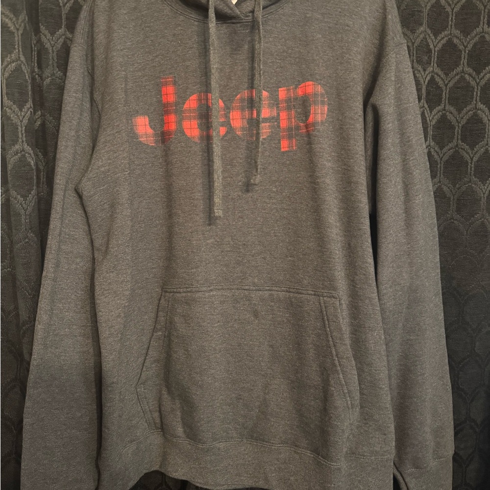 Jeep Charcoal Hoodie with Red Logo